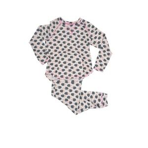 MUK LUKS Womens Long Sleeve Pajama Set Hedgehog‎ Print Pink Trim Size Large